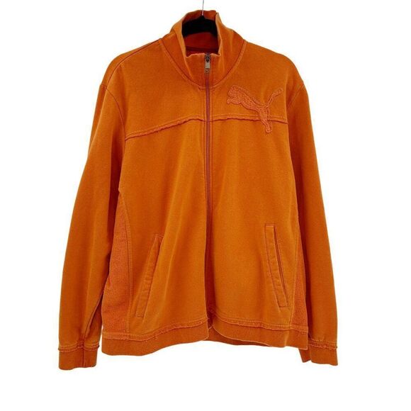 Puma Other - Puma Vintage Full Zip Distressed Embroidered Orange Jacket Size Large